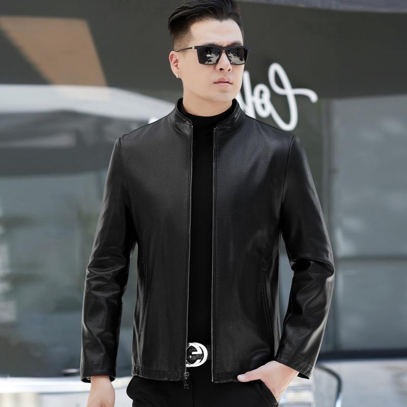 Кожаная куртка для мужчин среднего возраста, осенне-зимняя, большой размер, одинарная куртка плюс бархатная куртка-папа, тонкий срез