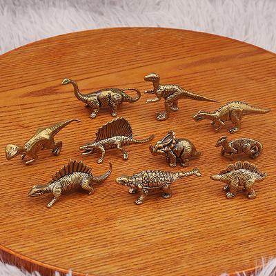 Миниатюрные латунные фигурки динозавров, ornaments, металлические статуэтки животных, семья динозавров юрского периода, маленькая статуэтка, декор для дома, поделки, аксессуары