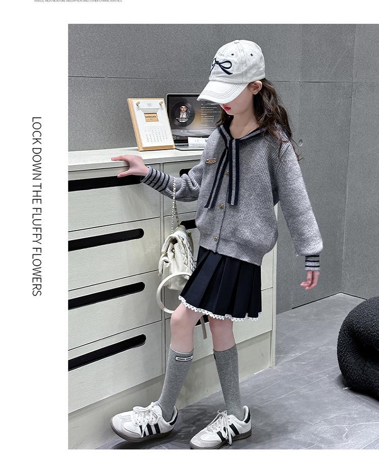 Girls' Korean Style Spring Chic Cardigan & Skirt Set 2025