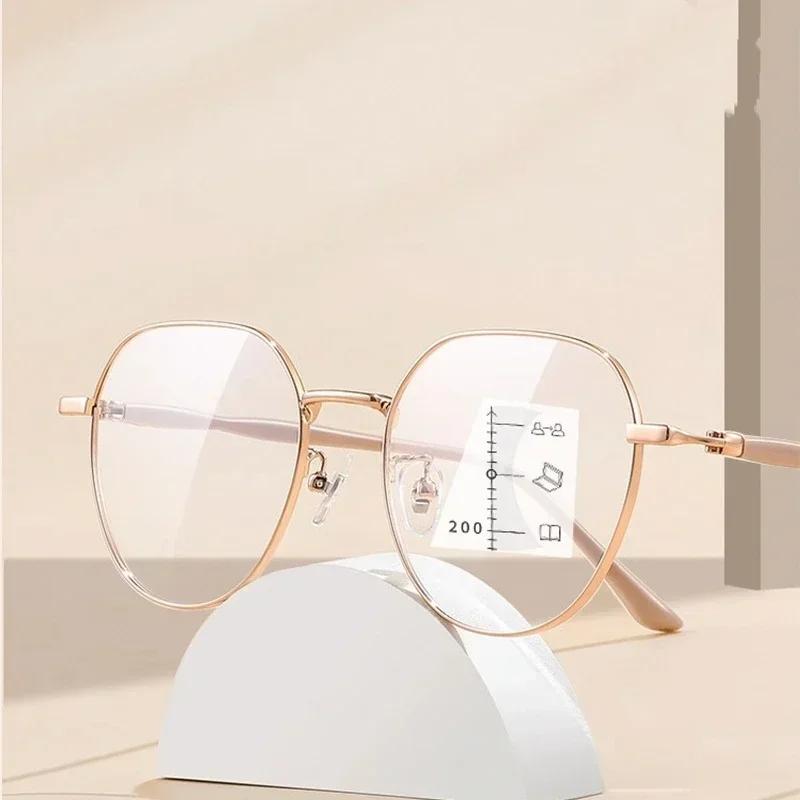 Унисекс Прогрессивные Мультифокальные Очки для Чтения Модные Женские Круглые Очки для Пресбиопии Мужские Сверхлегкие HD Компьютерные Очки