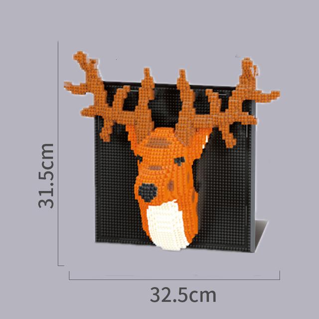Слон 3D DIY Строительные Блоки Лоог Дракон Тигр Олень Лось Голова Животного Настенная Роспись Дом Мини Алмазные Кирпичи Детская Игрушка Подарок для Мальчиков