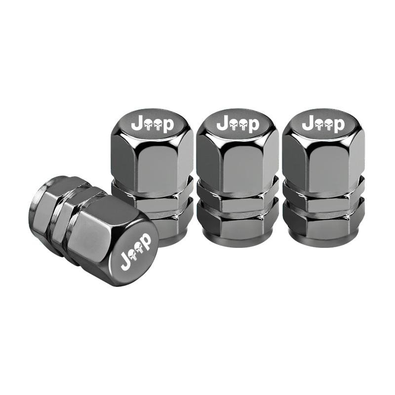 4Pcs Car Wheel Air Stem Cover Tire Valve Dustproof Caps For Jeep Renegade Wagoneer Avenger Recon Wrangler JK Gladiator Compass ALY1