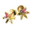 [N5319] - Tutti Frutti 'Crystal Flowers' Gold Plated Earrings - 8 Mm