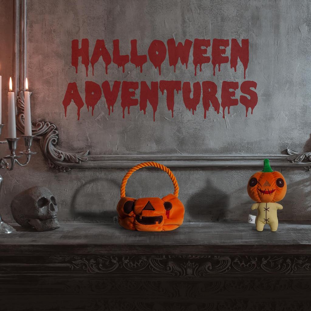 Nocciola Halloween Pumpkin Dog Squeaky Plush Toys for Small and Medium Set of Durable Toys for Solitaire Chew Stress and Boredom Relief Toys, Dogs, 2,