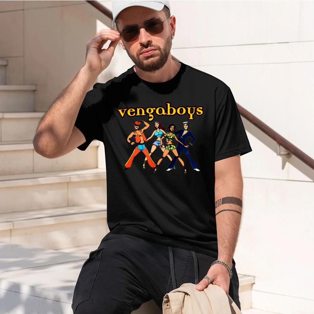 Vengaboys heavyweight retro printed pattern fun round neck T-shirt for daily comfort