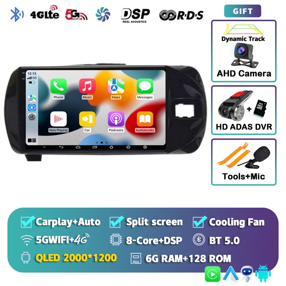 Android 14 Carplay для Toyota Vitz 3 XP130 2014 2015 2016 2017 2018 2019 Автомобильный радиоприемник Мультимедиа Видеоплеер Навигация GPS Стерео