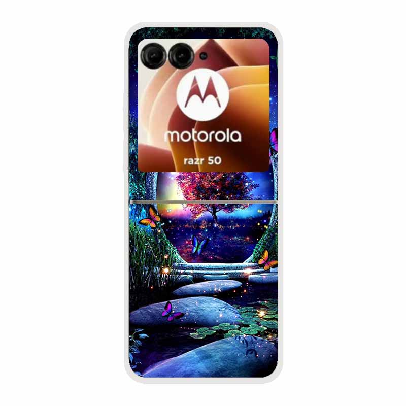 Чехол для Motorola Razr 50 Ultra Пластиковый Жесткий Окрашенный Мультяшный Прозрачная Задняя Крышка Чехол для Motorola Razr 50 5G Жесткий ПК Чехол 50
