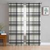 Black Sage Green Gray Striped Checkered Sheer Curtains for Kids Bedroom Living Room Voile Window Curtains Tulle Drapes