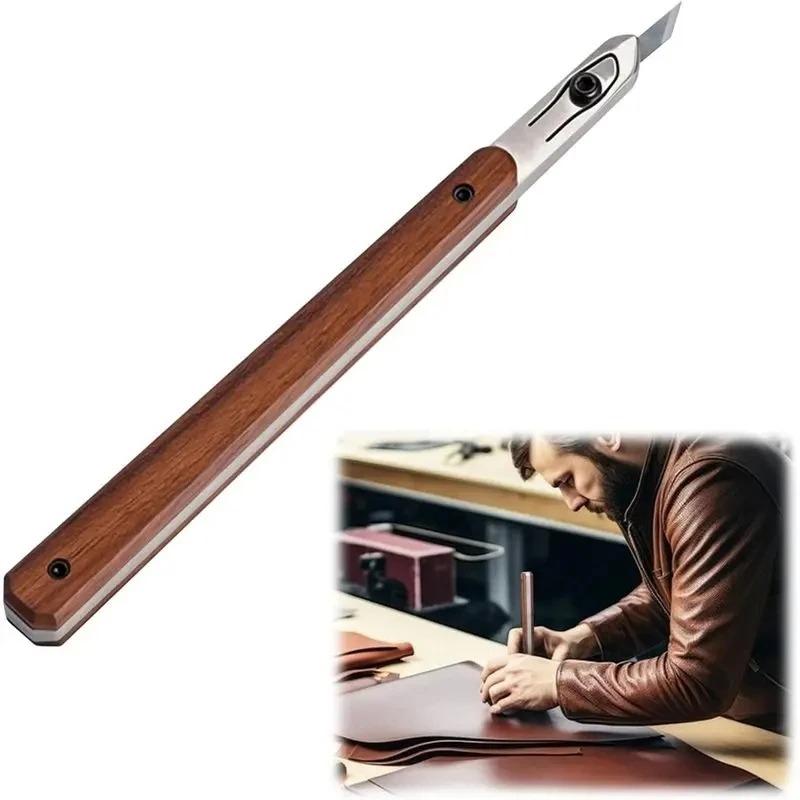 Nattools Кожаный Нож Сменное Лезвие Резьбовой Инструмент Рукоятка из Черного Ореха Точный Эргономичный Ручной Работы Для DIY Кожевенного Дела
