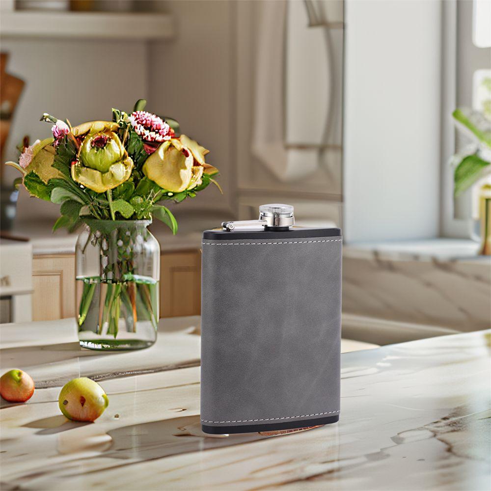 Stainless Steel Leather Texture Hip Flask 6/8 Oz Whiskey Flasks Drinkware Flagon Man Gifts