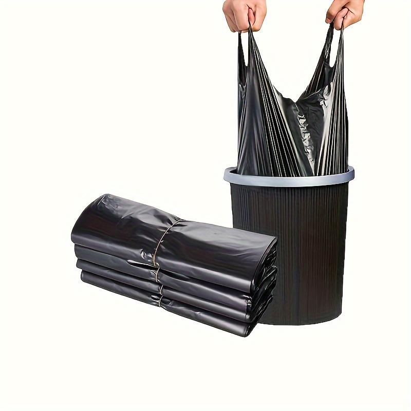 100pcs Heavy-Duty Black Plastic Trash Bags with Easy-Tie Handles - Leak-Proof, Disposable Garbage Liners for Home & Office Use