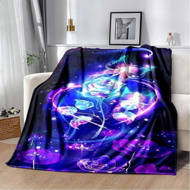 Легкое фланелевое одеяло с рисунком красной розы, теплое мягкое уютное одеяло для домашнего декора, подарок на день рождения на все времена года, одеяло