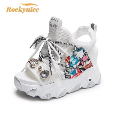 Летние женские сандалии на платформе, туфли на массивной танкетке для женщин, дизайнерский бренд, спортивный кэжуал, модные, высота 8 см, сандалии-гладиаторы