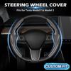 Grey Steering Wheel Cover For Tesla Model 3/Y 2016-2025 2026 Juniper/Highland | Non-Slip, Segmented, -Fit, Carbon Fiber | Model Y Juniper Accessories