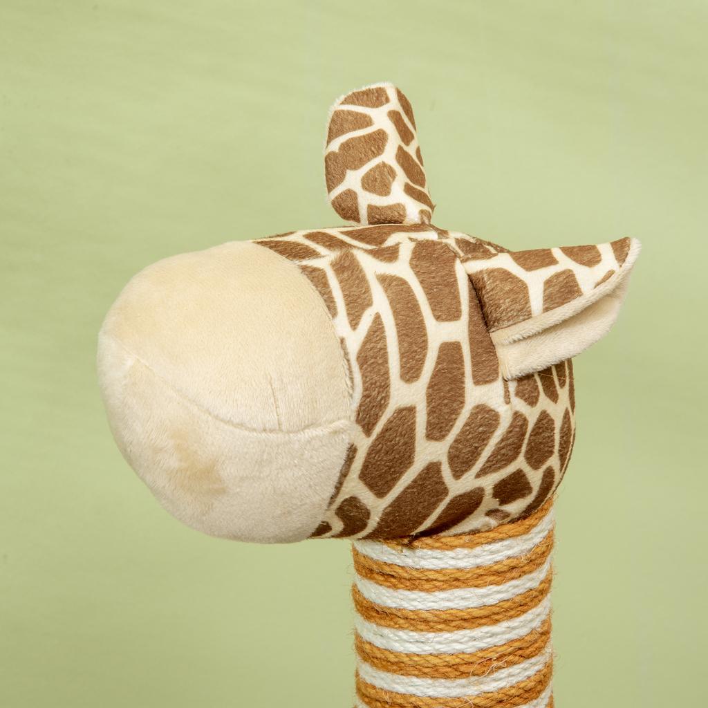Giraffe-Designed Cat Tree, with Scratching Posts, Cat Tunnel, Toy Ball - Beige