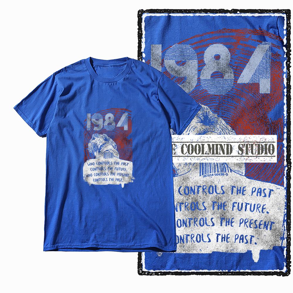 Coolmind X0019 Хлопок большой размер принт 1984 эксклюзивная графика унисекс футболка свободная с круглым вырезом унисекс футболка повседневная футболка для унисекс футболок