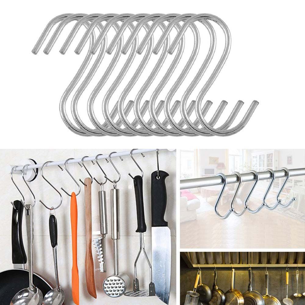 5/10/20pcs Household Organizer Stainless Steel Storage Rack S Shaped Hook Clasps Hooks Hanger