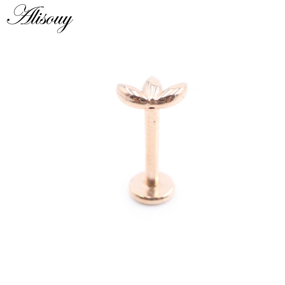Alisouy 1PC Нержавеющая сталь Собака Следы Лист 16G Tragus Helix Bar Лабрет Губное кольцо Хрящ Ухо Серьги Пирсинг Украшения для тела
