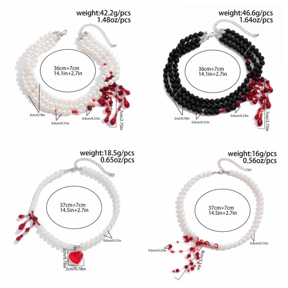 Multilayer Halloween Choker Imitation Crystal Beads Necklace Fashion Blood Drop Necklace Party