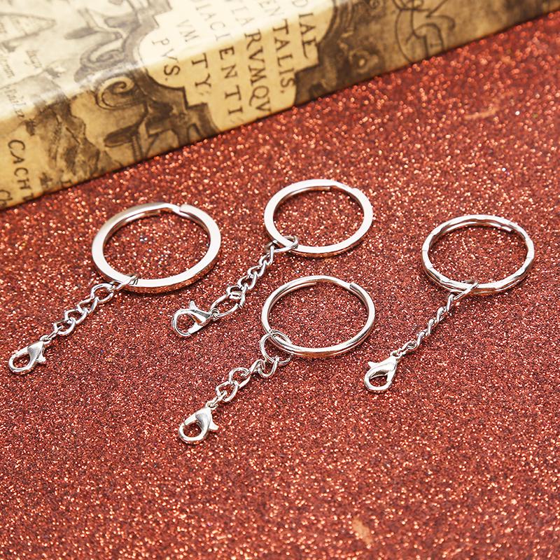 10Pcs/Set Polished Silver Keyring Split Ring Short Keyring Diy Making Keychains
