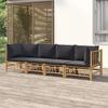 VidaXL Garden Lounge Set 4 Pcs with Dark Grey Cushions Bamboo 3155216