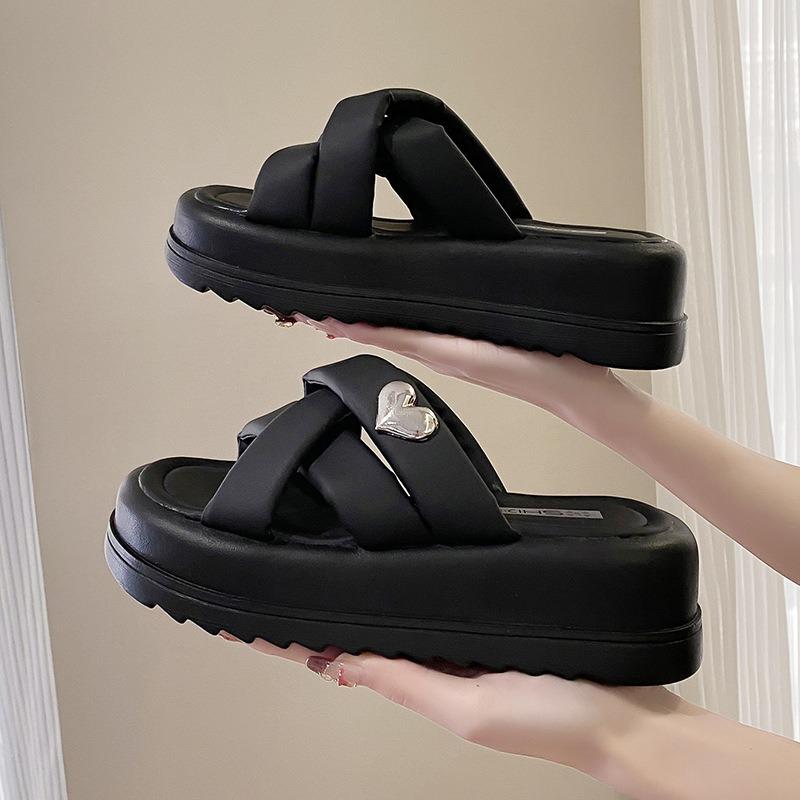 Летние новые шлепанцы на платформе женские носят крест удобные пляжные туфли женские повседневные крутые шлепанцы женские