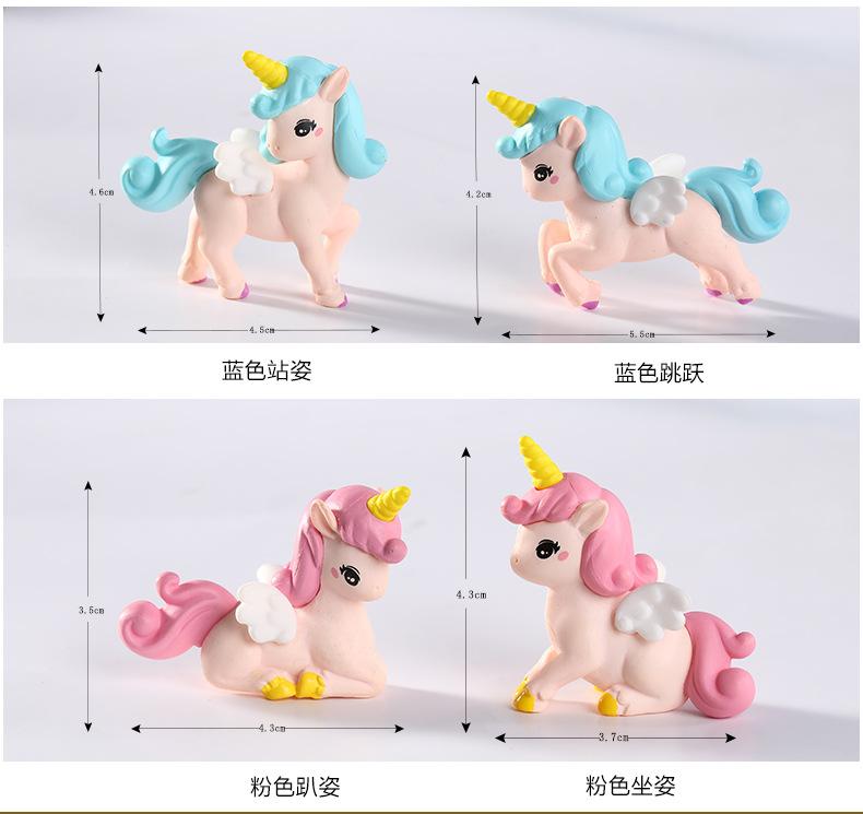4Pcs Cartoon Mini Unicorn Ornaments Unicorn Party Cake Decoration Gifts For Kids Girls Happy Rainbow Horse Birthday Party Decors