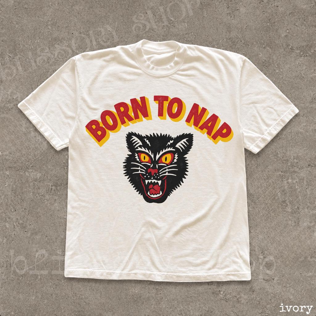 Born To Nap Shirt, Vintage Black Cat Shirt, Retro Cat Lover Gift, Comfort Colors T-Shirt, Sleep Lover Tee