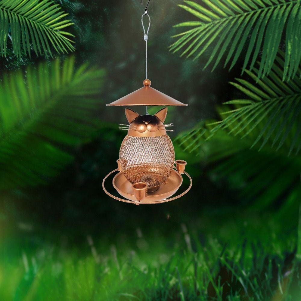 Cat-Shaped Parrot Feeding Station Squirrel-proof Bird Water Bowl Bird Feeder Garden