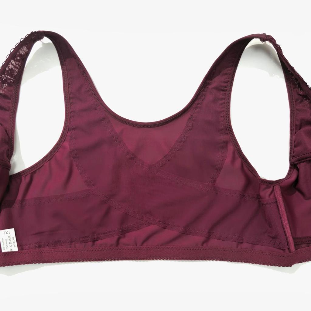 Plus Size Lace Front Closure Bra & High Waist Panty Set, Racerback Supportive Lingerie for Women