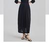 Acetic Acid Strap Waist Cinching Temperament Seven Quarter Sleeve Thin Dress