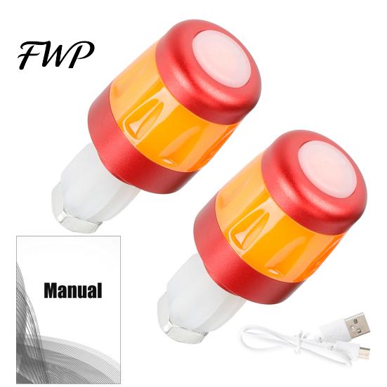 Outdoor Cycling Light 2Pcs Bicycle Handlebar End Light, Rechargeable Bike LED Flash Lamp, Plugs Safety Indicator for Nigh Riding Waterproof