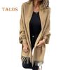 Winter Fall Women Jacket Thick Fleece Fringe Tassel Hem Long Bat Sleeves Open Stitch Cardigan Knitted Fuzzy Mid Length Coat Outdoor Daily Wear Shawl