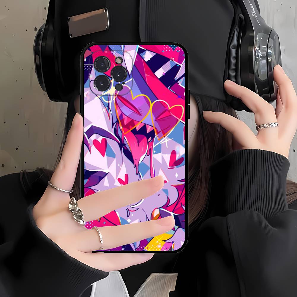 Чехол для телефона H-Hazbin H-Hotel для iPhone 17 16 15 14 13 12 11 Pro Max Plus Черный корпус