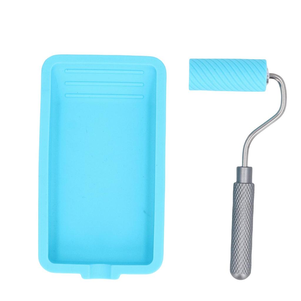 Silicone Paint Roller and Tray Set Reusable Soft Adhesive Latex Roller and Tray for Woodworking Crafts