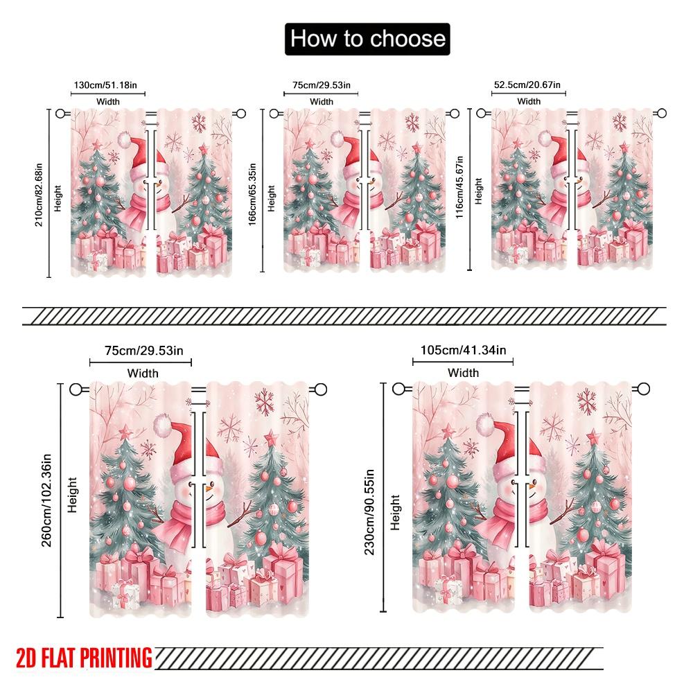 2 шт., 2D печать на ткани, Принт Шторы Милый Снеговик Рождественские Подарки_g (2) Универсальная полиэфирная ткань (без удилища) на открытом воздухе