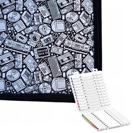 Одеяло-раскраска сделай сам, раскрась свое собственное одеяло, раскрашивание сделай сам с 24 маркерами, настраиваемое стирающееся пледовое одеяло для домашнего декора, вечеринки, арт-проект