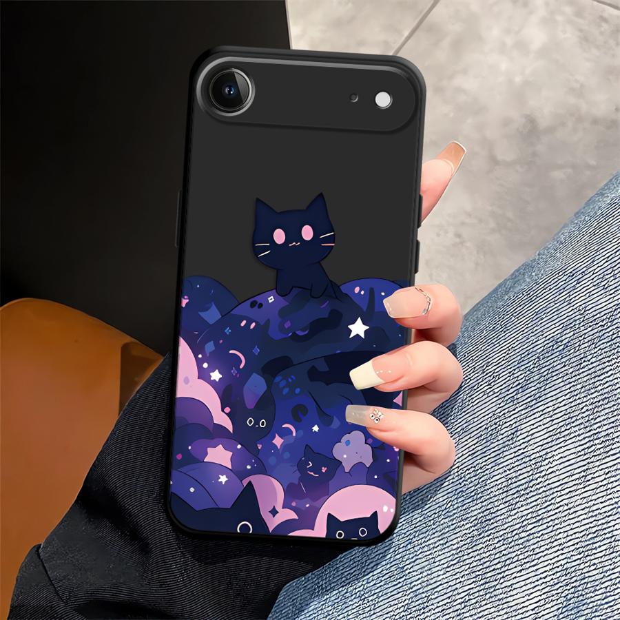 Чехол для телефона Funda для Apple iPhone 17 Pro Max XR XS MAX 15 Pro 7 8 Air 16 13 12 14 11 Черная кошка Звездная ночь