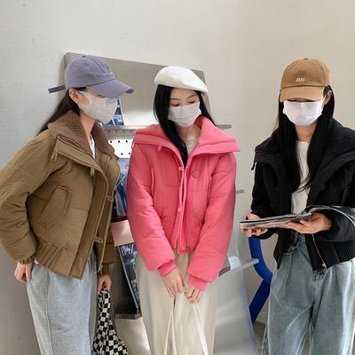 2025 новая хлопковая куртка женская зимняя короткая корейская свободная хлопковая куртка, утолщенная теплая стеганая куртка, куртка-хлеб с большим лацканом