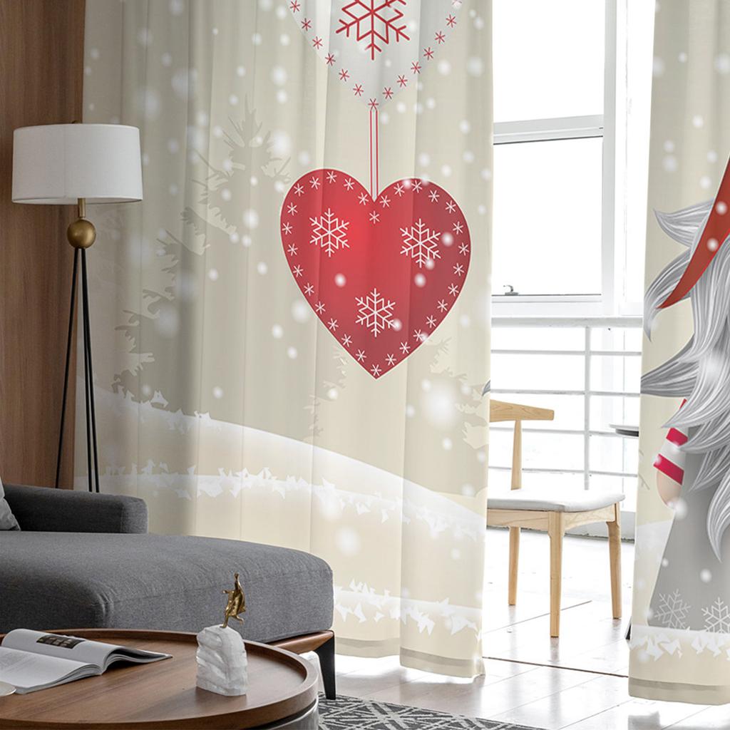 Рождественский гном, снежинка, сердце, тюлевые шторы, занавески для кухни, шифоновая прозрачная вуаль, рождественские шторы для гостиной