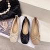 Women's Pumps Autumn Ballet Shoes Women Slip-on Boat Shoes Round Toe Bow-knot Moccasin Soft Comfortable Shallow