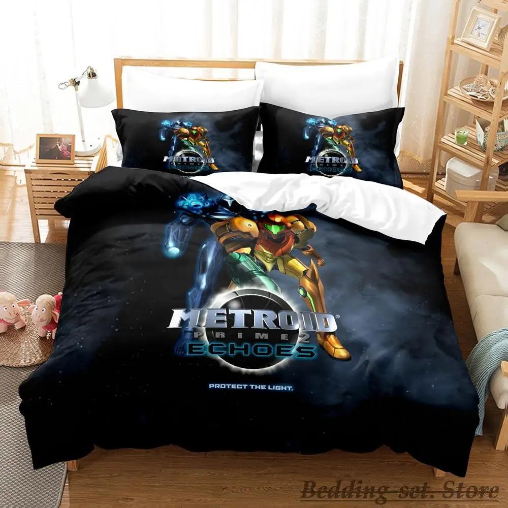 Metroid Prime Bedding Set Single Twin Full Queen King Size Bed Set Adult Kid Bedroom Duvetcover Sets Game Parure de lit Bed