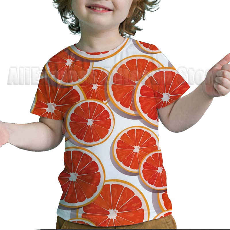 Toddler 3D Funny Fruits Printed T Shirts Baby Boys Girls Kids Tee Tops Summer Children Avocado Strawberry Lemon Apple T-shirts