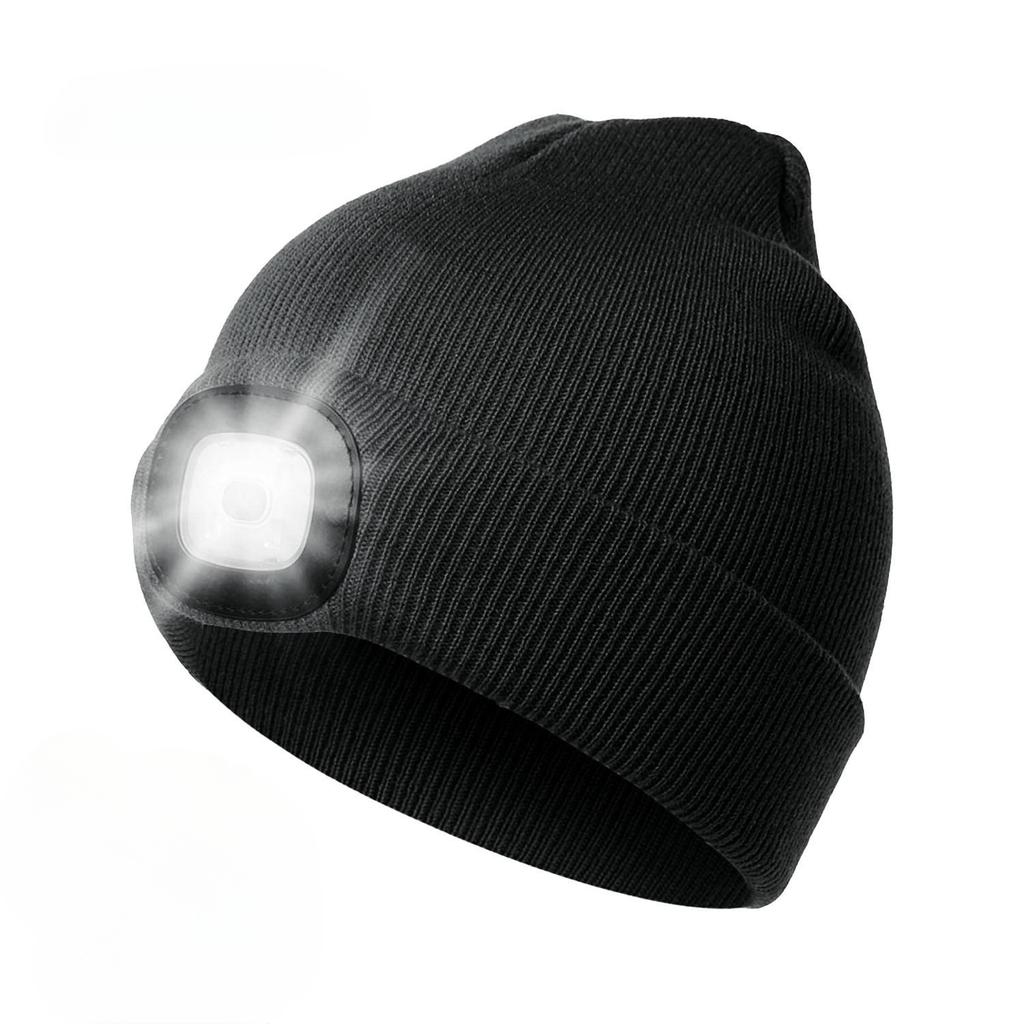 LED Beanie Hat with Light Unisex Warm Winter Hat USB Rechargeable Headlamp Cap Winter Knitted Night Lighted Hat Flashlight