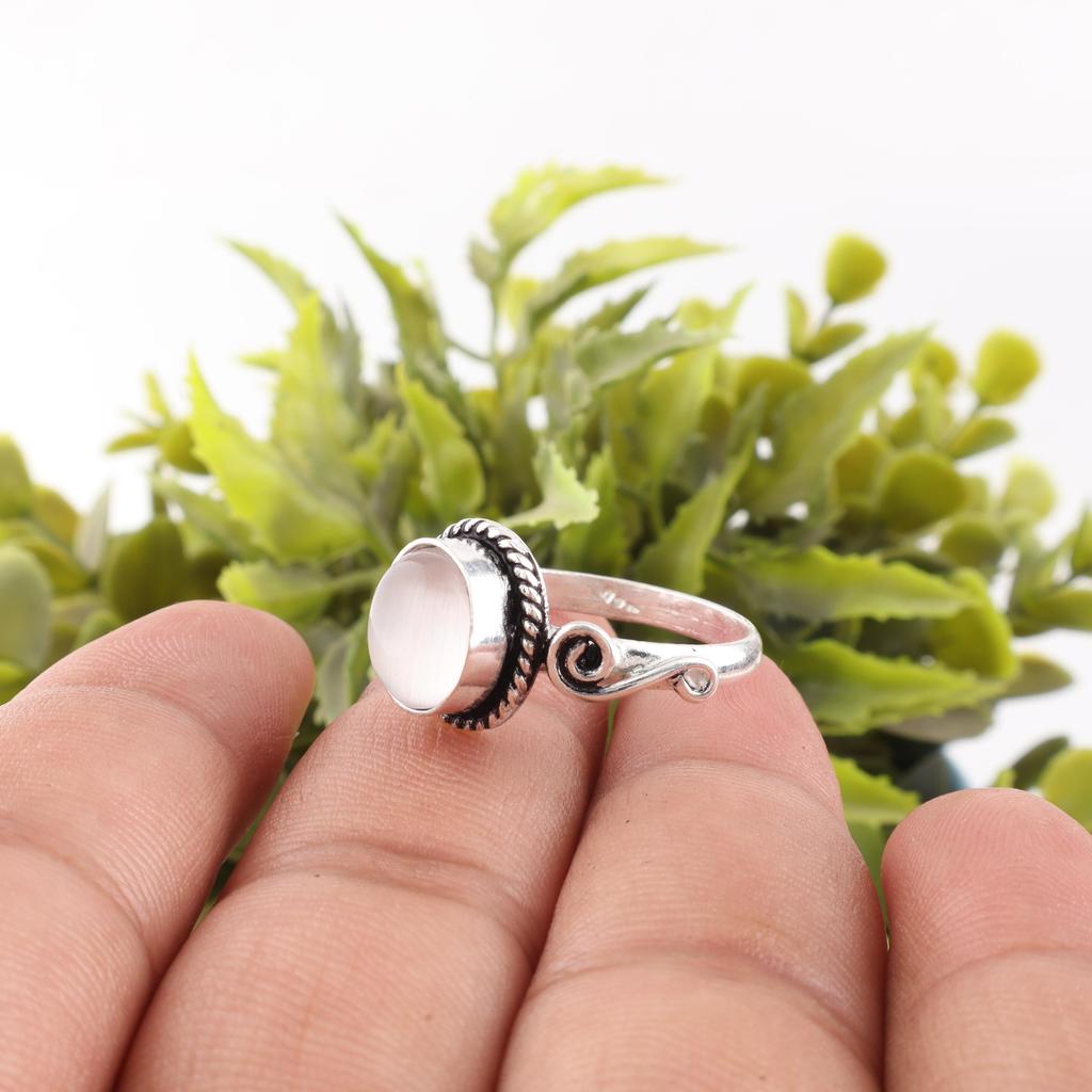 Ювелирные изделия из селенита, Кольцо из драгоценного камня ручной работы, Кольцо из стерлингового серебра 925 пробы, Исцеляющие украшения, Для подарка на помолвку