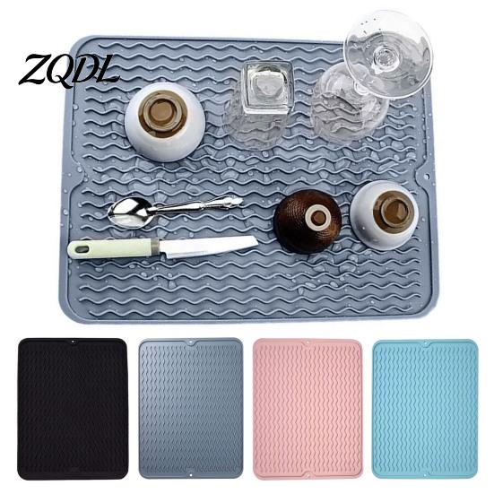 Wavy Texture Countertop Protector Silicone Dish Drying Mat, Heat Resistant Kitchen Counter Food Grade Mat Waterproof Placemat Utensil Drainer