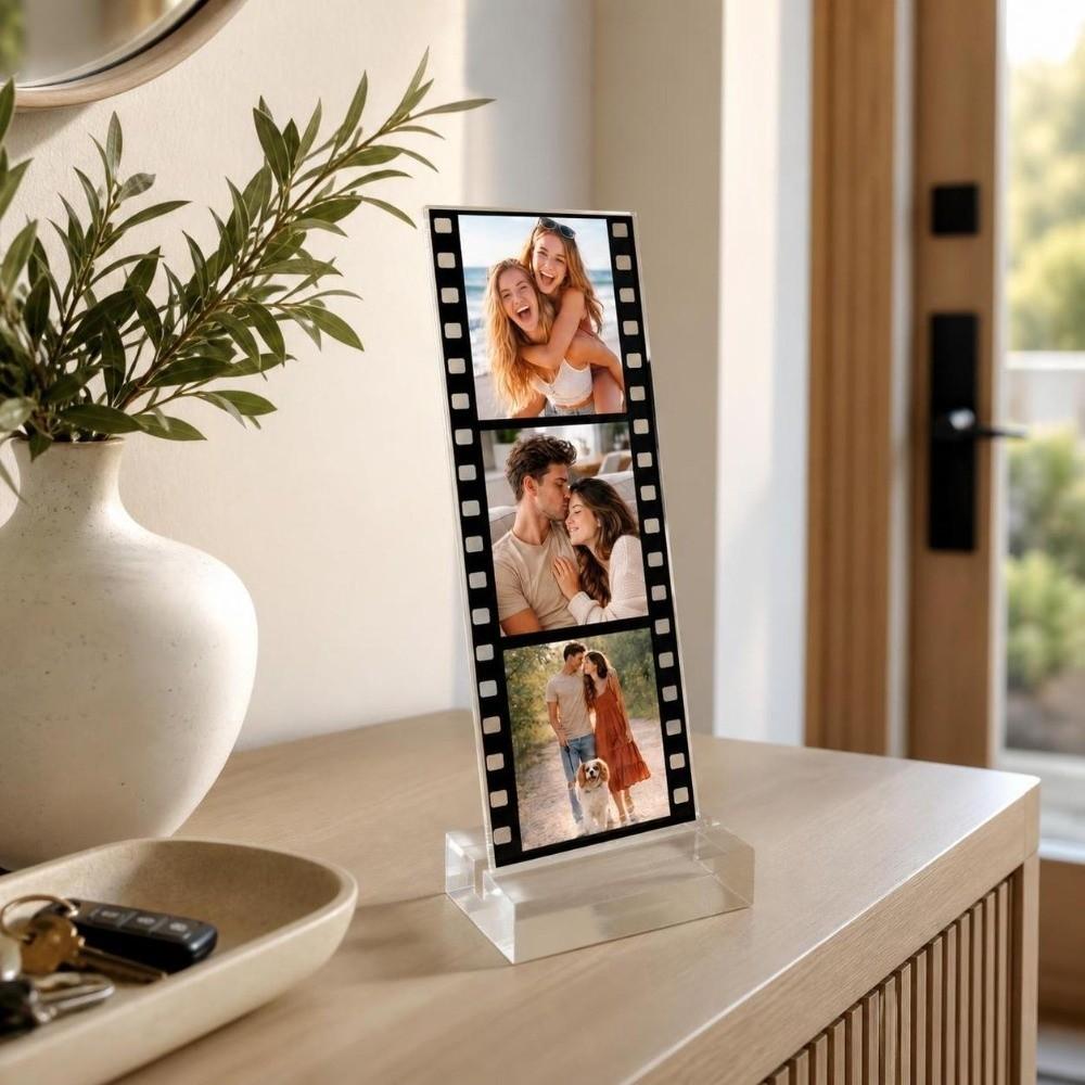 Acrylic Memory Photo Plaque Stable Base Desk Photo Ornament Film Strip Photo Stand Home Decor