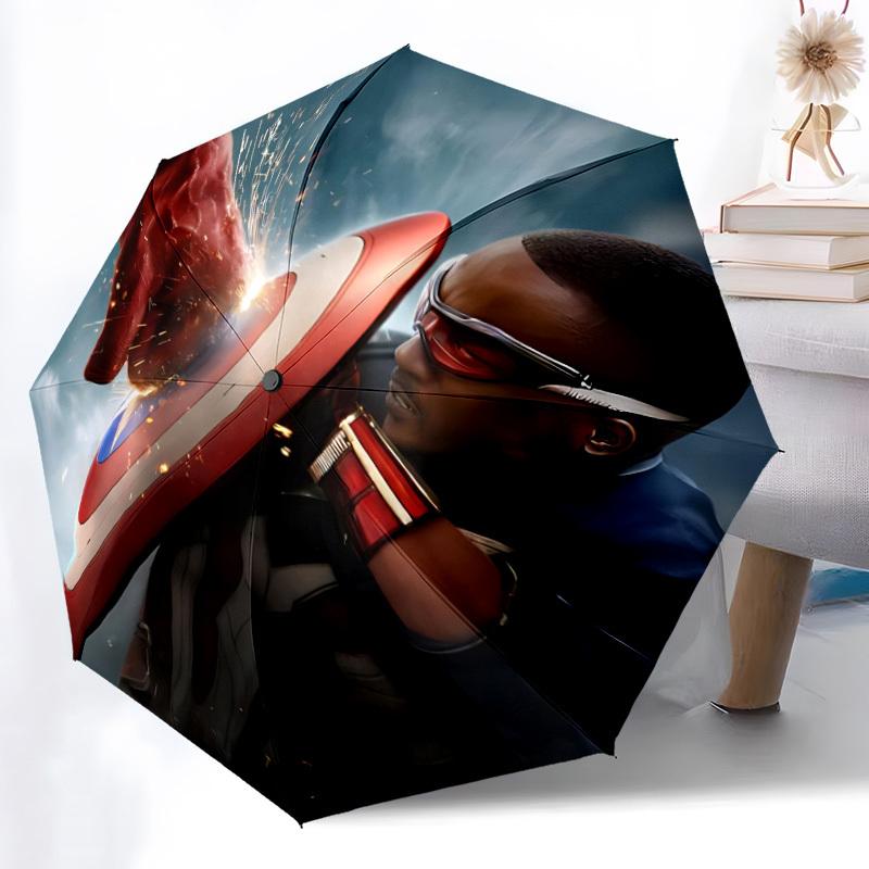 1pc Captain America Automatic Folding Umbrella & Self-Folding Canopy - Heavy-Duty 8-Rib Iron Frameyy251231031