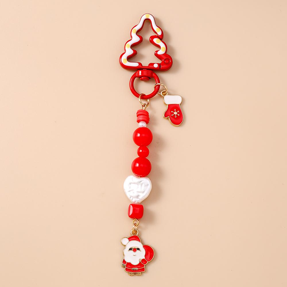Fashion Christmas Tree Keychain Women Girls Santa Claus Snowman Key Ring Pendants for Handbag Decor DIY Key Chain New Year Gifts