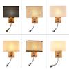 Designer Wood Iron LED Bedroom Bedside Wall Lamp Aisle Corridor Lighting Background Sconce Decor Nightlight Linen Lampshade
